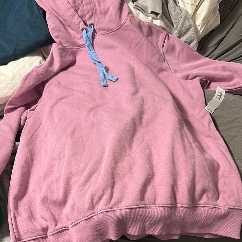 Old Navy Pink Hoodie with Blue Drawstrings